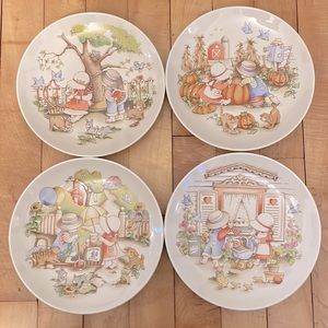 Vintage 1991 Country Kids Collector’s Dessert Plate, Set of 4